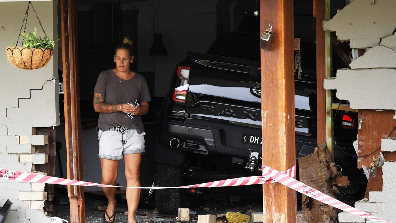 The Ford Ranger ploughed straight through the front of the house. Picture: Patrick Woods.