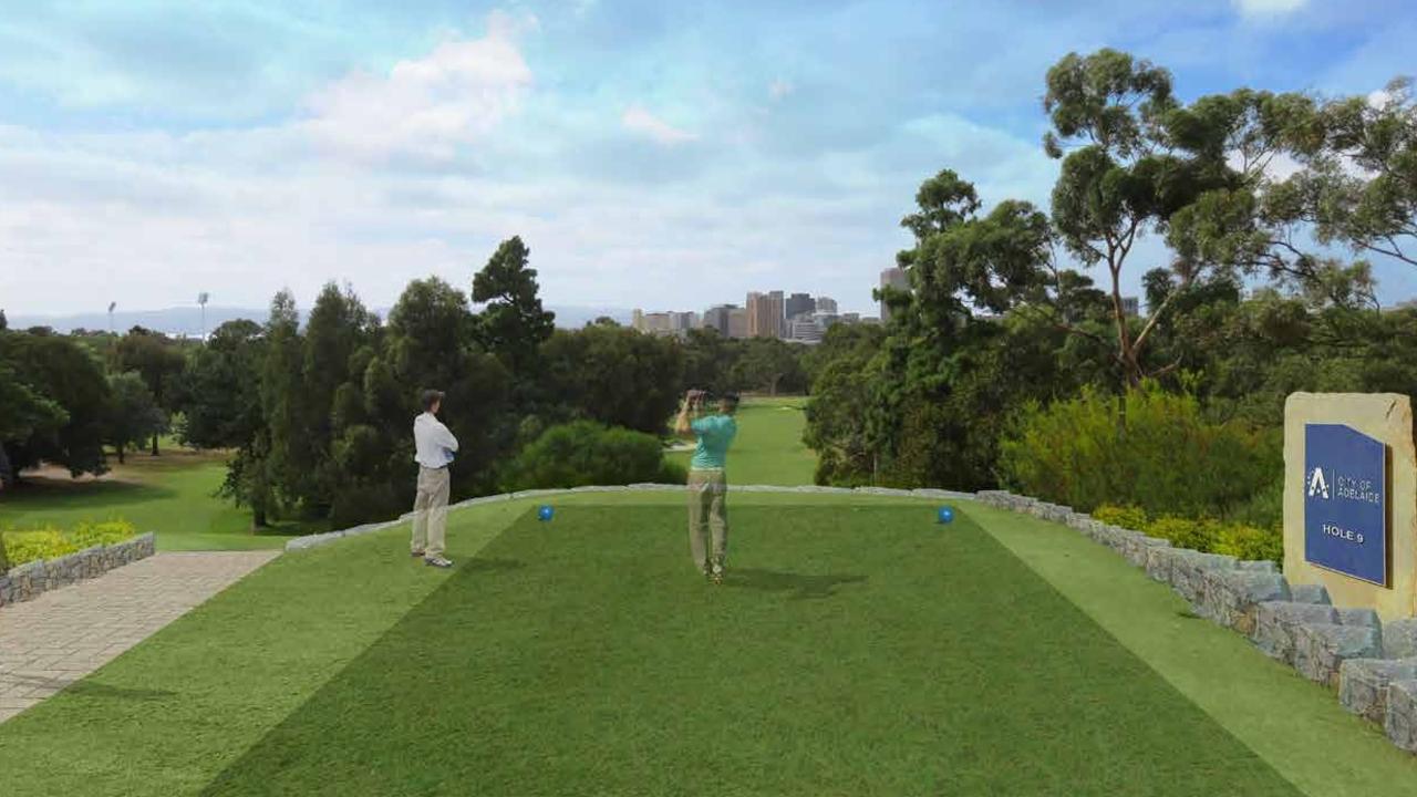 Artist impression of what hole 9 would like as part of a course reconfiguration. Picture: Adelaide City Council documents