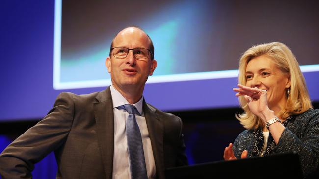 Former AMP chief executive Craig Meller and AMP chairman Catherine Brenner. Picture: John Feder