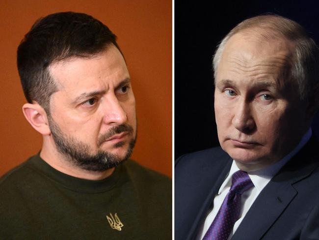Ukraine's President Volodymyr Zelensky has challenged Russian President Vladimir Putin to meet him in person. Picture: AFP
