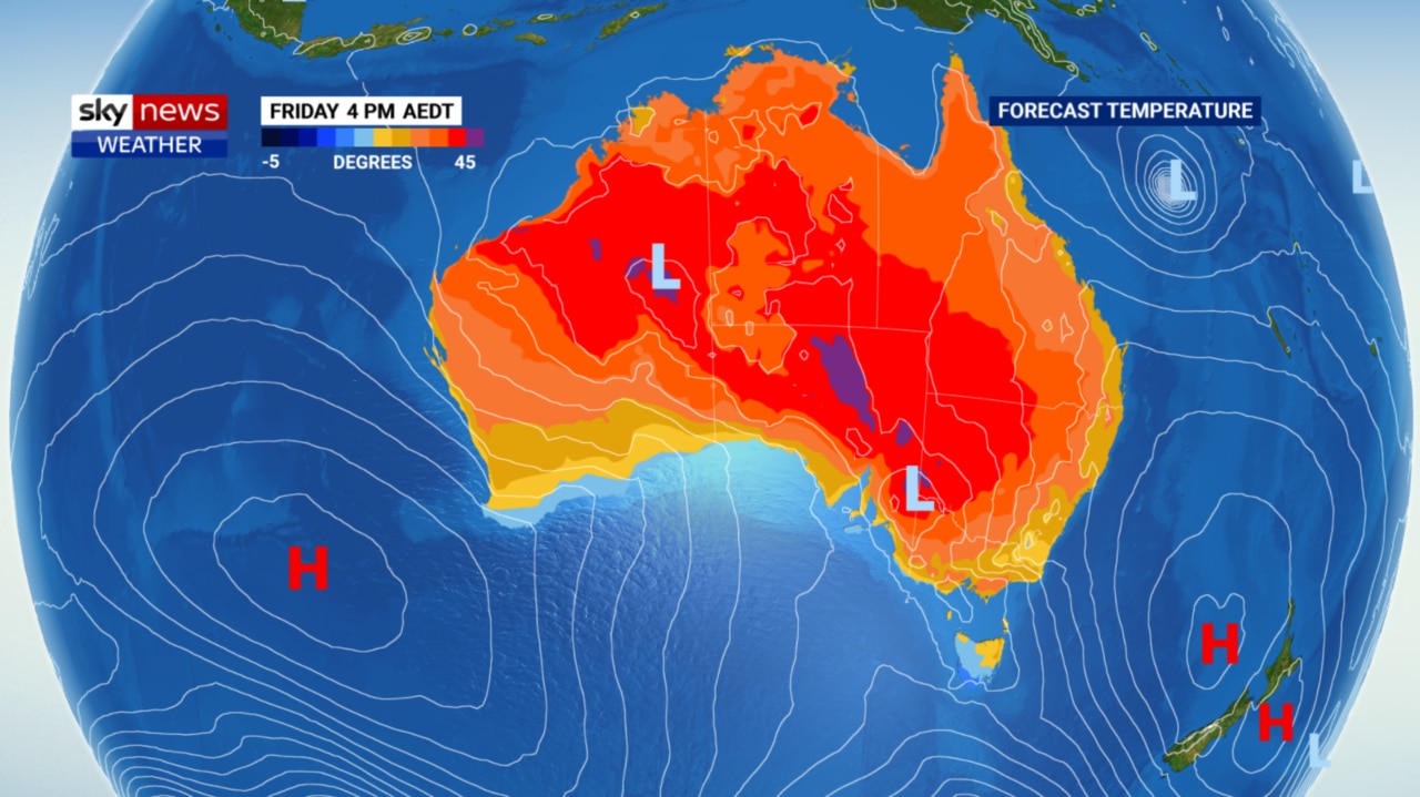 Forecasts predict Australia’s capital cities will be spared the worst of the heat. Picture: Sky News Weather