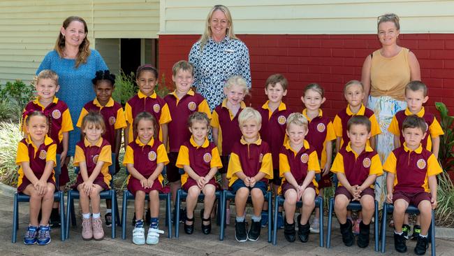 Sarina State School Prep A Miss Amanda, Principal Ms Adams, Mrs Sanewski Back Row: Hunter, Novi, Katherine, Jayden, Ellie, Logan, Addison, Emmy, Ryan Front Row: Elsie, Eliza, Jaylah, Frankee-Jay, Oscar, Owen, Chadd, Tyler Picture: Michaela Harlow