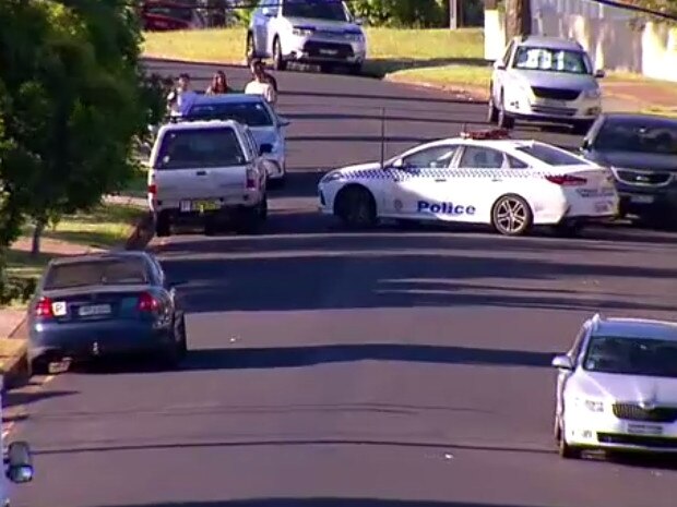 The scene of a fatal shooting at Maryland, outside Newcastle. Picture: 9 News