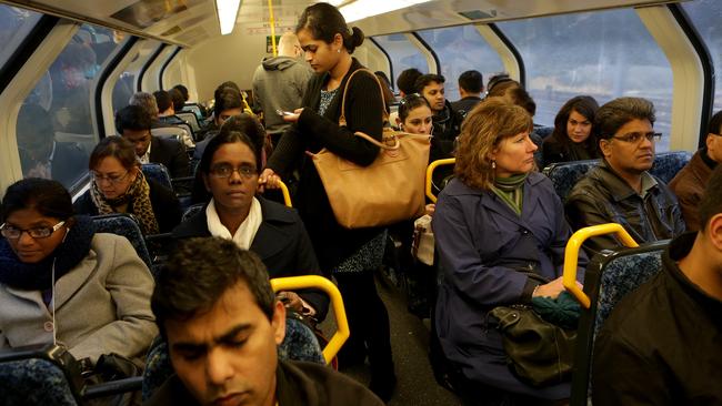 A train from Blacktown during the morning peak hour on Sydney's worst trainline — the Western — which has the worst record for late trains, lack of access for the disabled and rates of crime.