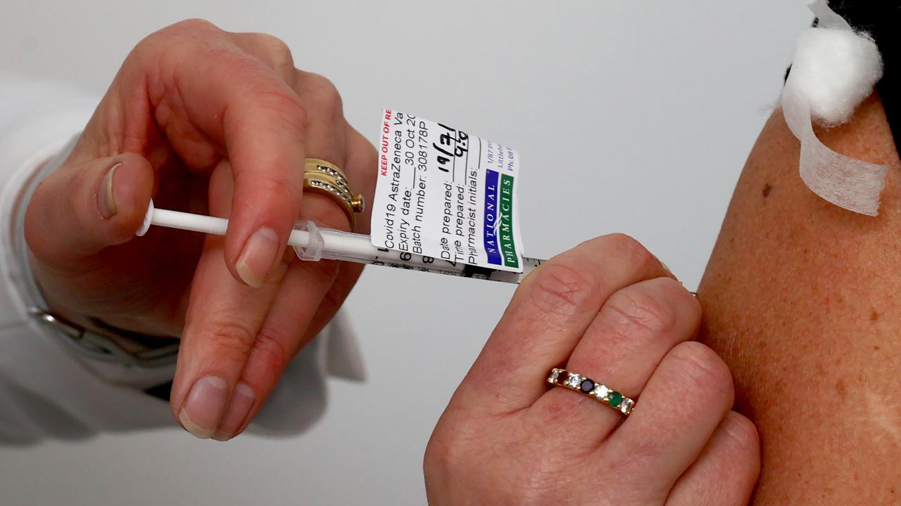 A patient is given their second dose of the AstraZeneca vaccine. Picture: NCA NewsWire / Kelly Barnes