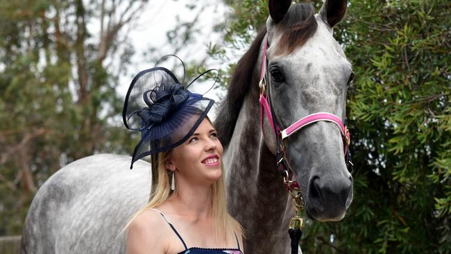 Laura Blacker with Glass Warrior. Picture: PETER STAPLES