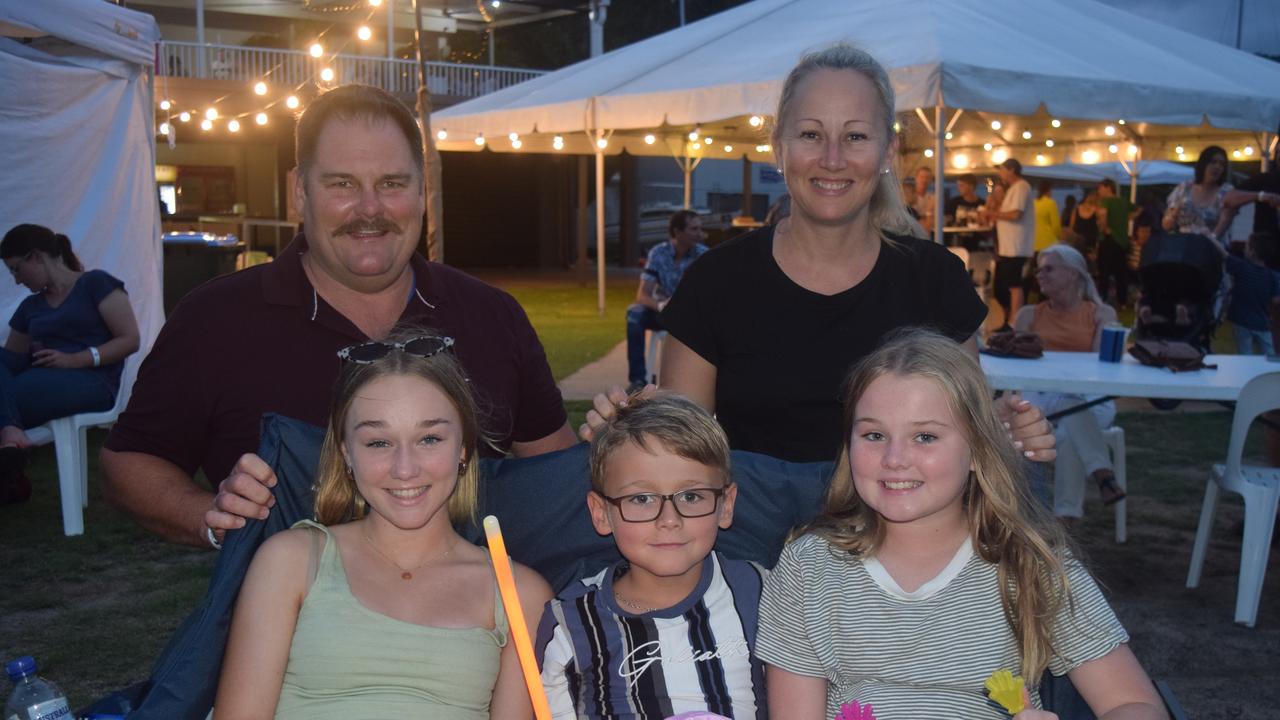 Anthony, Monique, Ella (15), Broc (8) and Laci McLucas (11) celebrated New Year at the Whitsunday Sailing Club. Picture: Laura Thomas