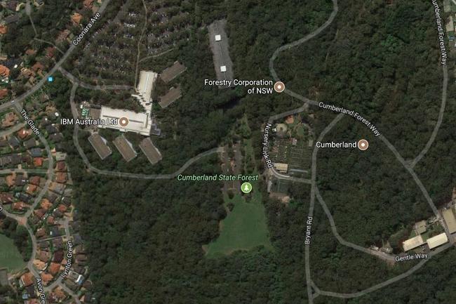 The IBM site and the Cumberland Sate Forest. Image: Google Map