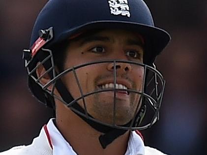 England's Alastair Cook hits a boundary to become England's highest-ever run-scorer in Test cricket on the second day of the second cricket test match between England and New Zealand at Headingley in Leeds, northern England, on May 30, 2015. AFP PHOTO/PAUL ELLIS RESTRICTED TO EDITORIAL USE. NO ASSOCIATION WITH DIRECT COMPETITOR OF SPONSOR, PARTNER, OR SUPPLIER OF THE ECB