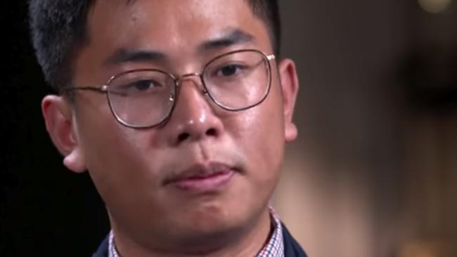 Wang Liqiang appears in a 60 Minutes story to claim he’s been involved in espionage activities for China. Picture: Screengrab/60 Minutes Australia