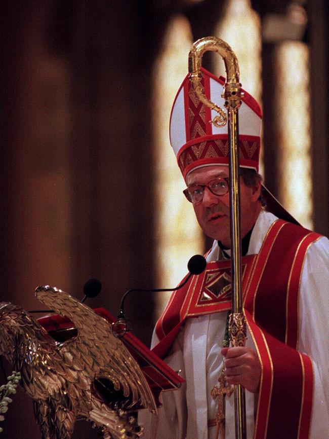 George Pell in his heavy robes.