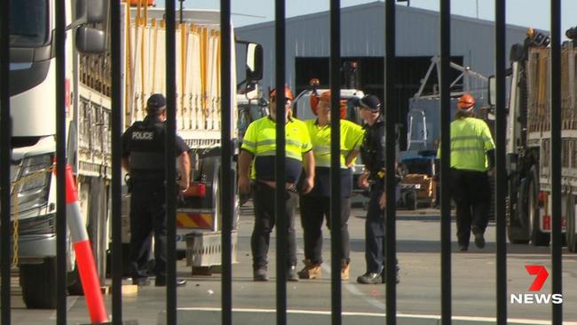 Two workers have been rushed to hospital after a workplace incident on Saturday. Picture: 7News