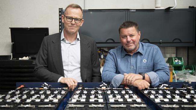 German manufacturing expert Jens Goennemann, left, with Energy Renaissance’s Brian Craighead. Picture: Matthias Engesser