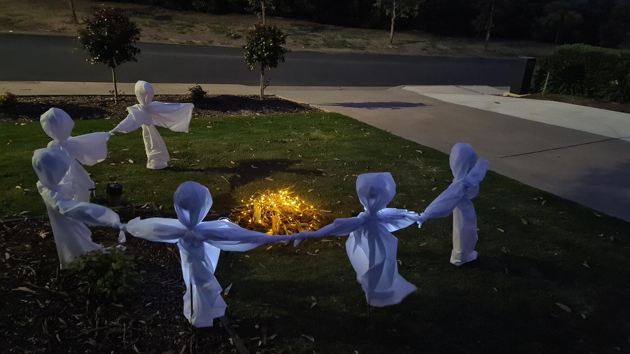 Confederate Halloween display featuring KKK-like figures prompts