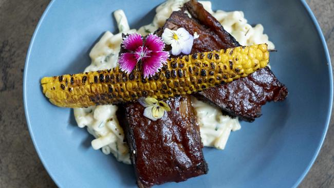 The smoked brisket with mac ‘n’ cheese. Picture: Russell Shakespeare