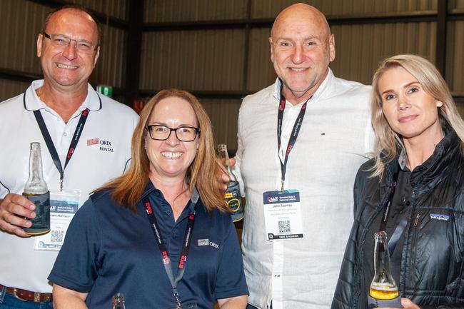 Grant Harrison, Belinda Martoo, John Toomey and Hayley Tunnicliff at the QME Mackay 2022 Opening Party in conjunction with Queensland Resources Council sponsored by Hastings Deering. Picture: Michaela Harlow