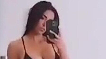 Kim Kardashian models jaw-dropping micro lingerie. Picture: Instagram/KimKardashian