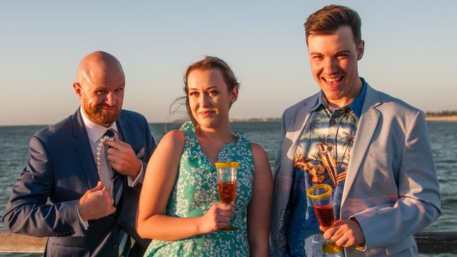 Hills Musical Company production of Dirty Rotten Scoundrels. Rod Schultz (as Laurence), Megan Davidson (Christine) and Sebastian Cooper (Freddy). Picture: Daniel Salmond, supplied,