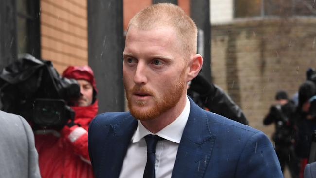 England cricketer Ben Stokes arrives at court in Bristol on February 13, 2018. Stokes is charged with affray following an incident outside a nightclub that cost him his place on the Ashes tour. The 26-year-old all-rounder, who missed the trip to Australia after being suspended from playing for England, is accused of affray with two other men. / AFP PHOTO / Paul ELLIS