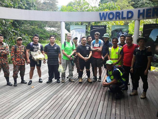 The team involved in the rescue of Andrew Gaskell. Picture: Sarawak Fire and Rescue Department