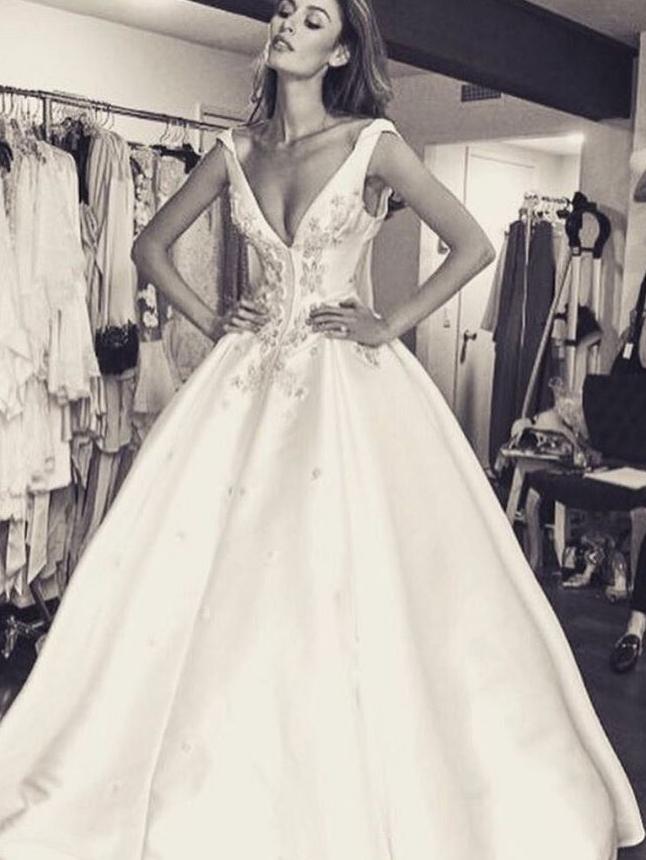 Model Nicole Trunfio wore a Steven Khalil gown on her wedding day. Picture: Instagram