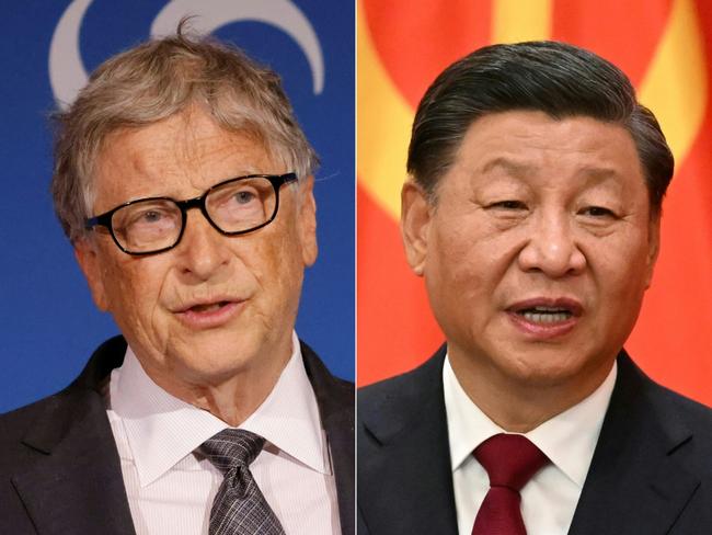 (COMBO) This combination of pictures created on June 15, 2023 shows Microsoft co-founder Bill Gates and China's President Xi Jinping