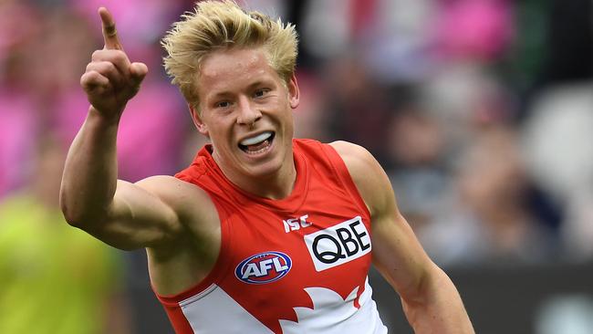 Isaac Heeney spent more time in defence against the Demons.