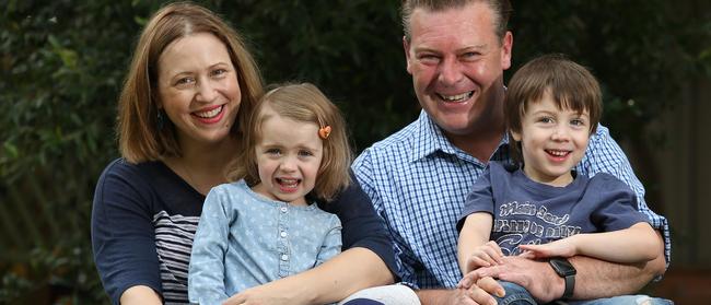 Cameron Murphy with wife Agatha and children Finbar and Ariadne. Picture: Robert Pozo
