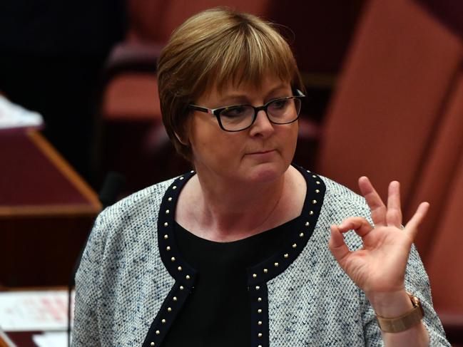 Defence Minister Linda Reynolds during a swearing-in ceremony in the Senate at Parliament House in Canberra, Australia. Picture: Getty Images