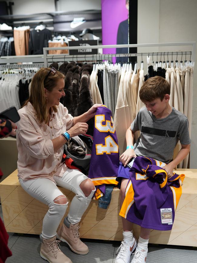 Reggie Bird and her son Lucas were sent down the back of the store due to the large crowds. Picture: Supplied