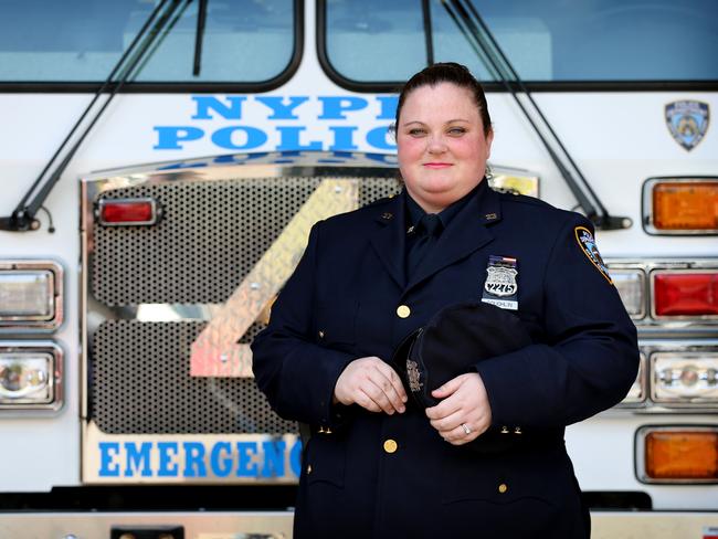 Duty bound: Erin Coughlin, who wears her father’s badge number. Picture: Nathan Edwards