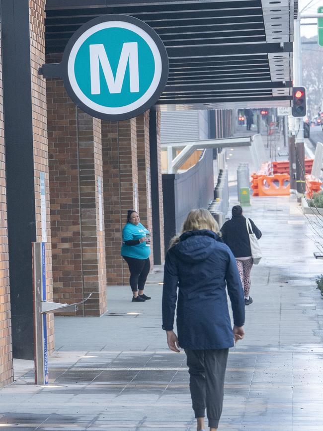 All quiet at the new Crows Nest Metro station. Picture: Jeremy Piper