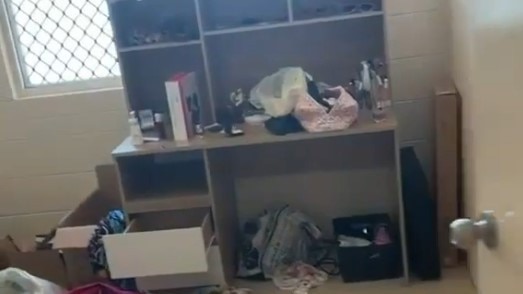 A ransacked bedroom of Jade Morris’ Bentley Park house. Picture: @JadeEbonyMorris