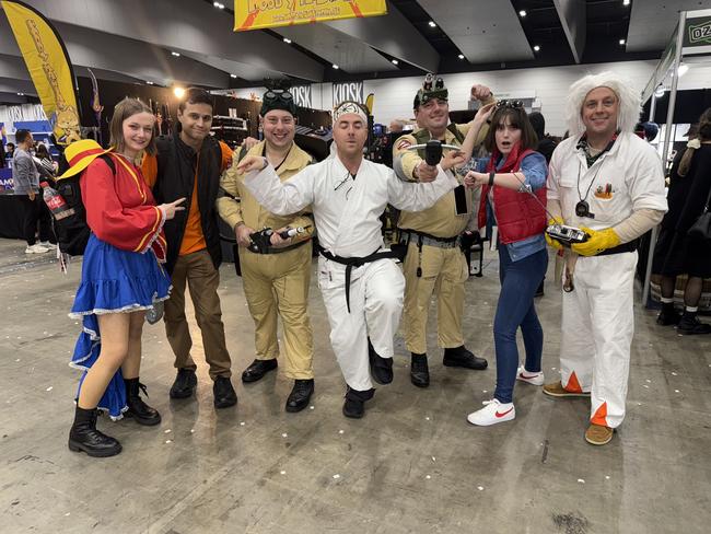 Mathilde Goetze, Mitchell Groenewaldt, Aris Likiardopoulos, Dan Heubel, Daniel Glavas, Holly Alexander attend the Oz Comic Con Melbourne at the Melbourne Convention & Exhibition Centre on Saturday, June 07, 2025. Picture: Jack Colantuono