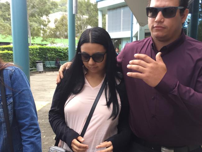 Marissa Esposito (centre) leaving Gosford Local Court where she pleaded guilty to defrauding an autism charity of more than $330,000.