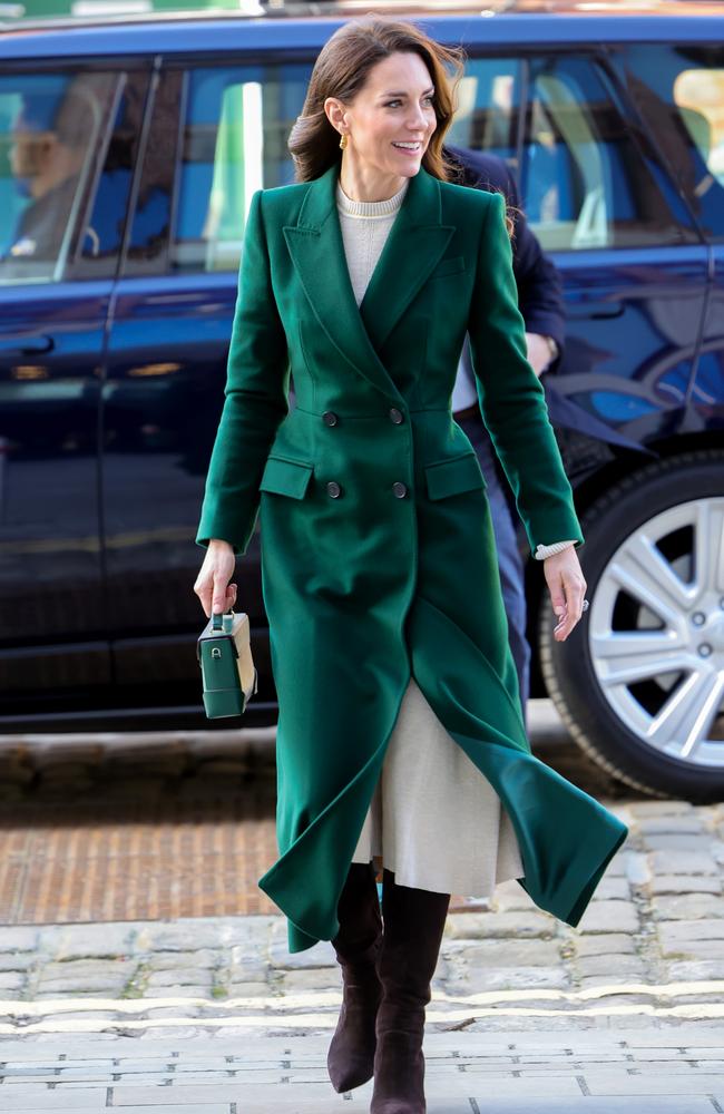 The princess wore an Alexander McQueen emerald coat. Picture: Getty Images