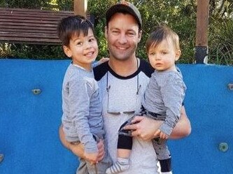 Jimmy Bartel with sons, Aston and Henley. Picture: Instagram