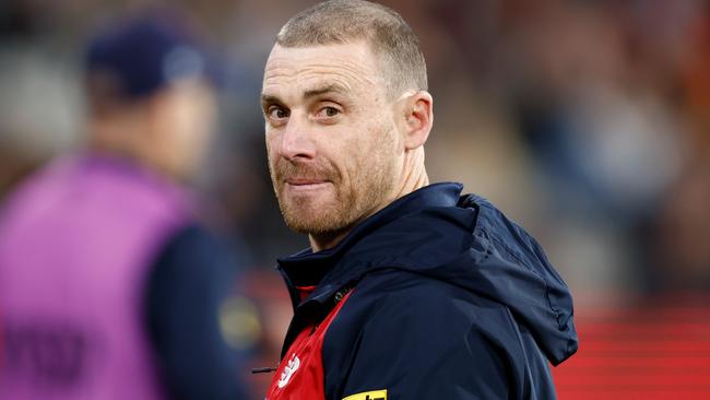 Coach Simon Goodwin is leaving no stone unturned ahead of the Demons’ clash Geelong. Picture: Michael Willson/AFL Photos via Getty Images