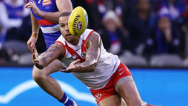 Lance Franklin in action during the win over the Bulldogs. Picture: Michael Klein