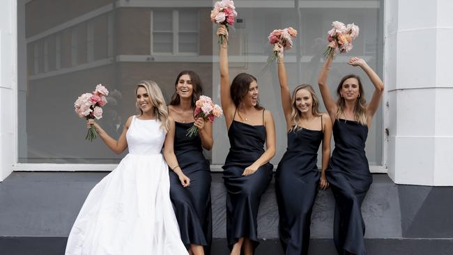 Sammie O'Brien and her bridesmaids. Picture: Bayleigh Vedelago