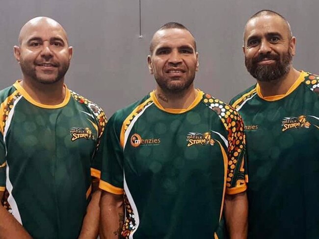 Razzle coaches at the 2019 Australian Indigenous Basketball Tournament in Cairns – Timmy Duggan, Anthony Mundine and Lindsay Munro.
