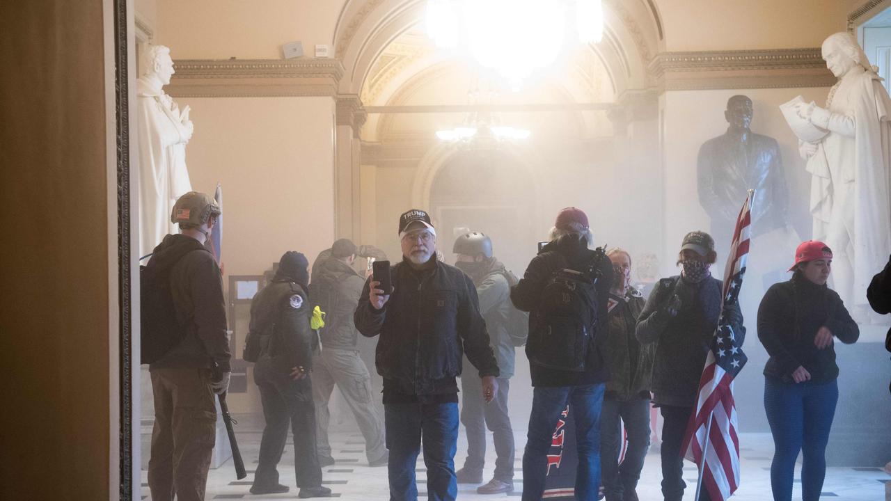 Pro-Trump rioters have stormed the US Capitol building to prevent politicians rubberstamping Joe Biden’s election victory. Picture: Saul Loeb / AFP