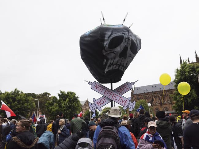 The protesters in Sydney were railing against vaccine mandates. Photo by Brook Mitchell/Getty Images