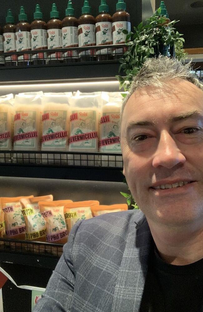 Roll'd head of Australian operations Jarrod Montigue showing off the chain's new range of FMCG (fast-moving consumer goods). Picture: LinkedIn