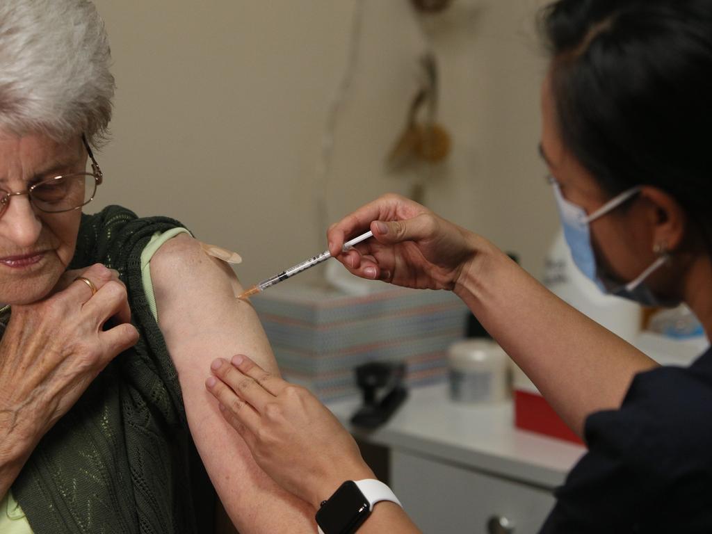 Aged care residents were at the front of the queue to get Pfizer’s COVID-19 vaccine. Picture: Emma Brasier