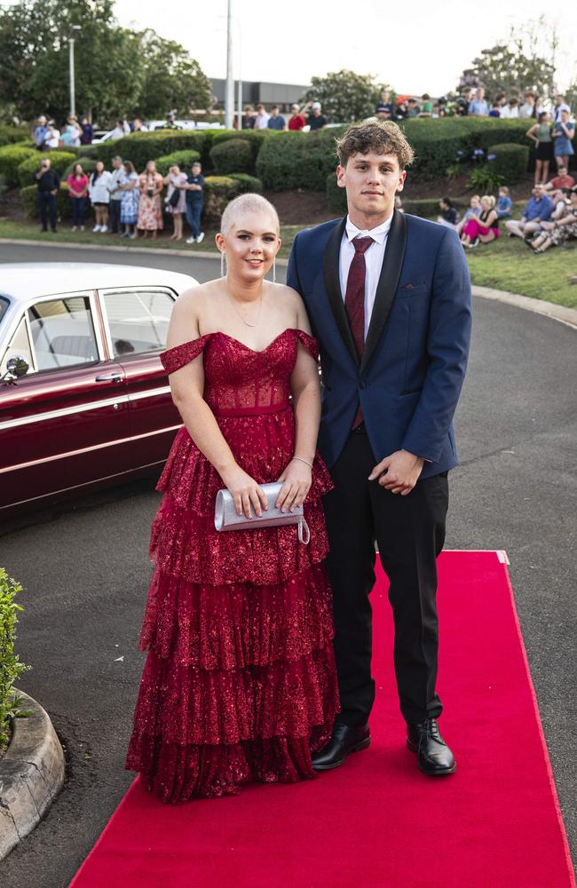 Graduate Molly Haig and partner Lincoln Sack arrive at Mary MacKillop Catholic College formal at Highfields Cultural Centre, Thursday, November 14, 2024. Picture: Kevin Farmer