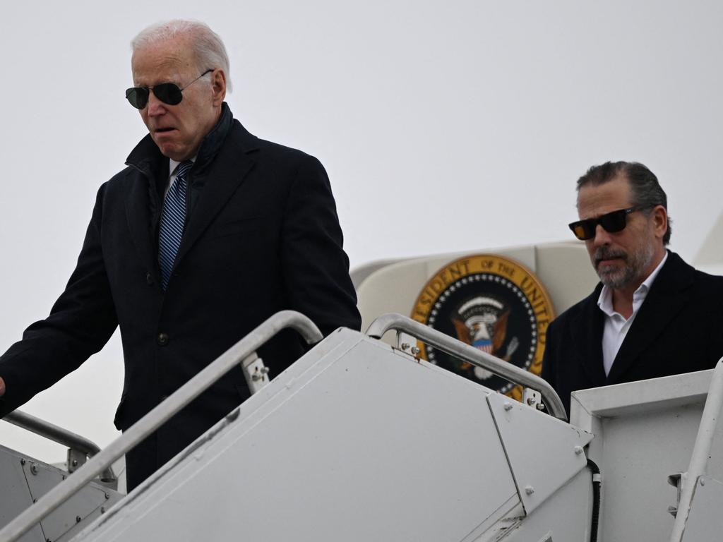 US President Joe Biden with his son Hunter Biden. Picture: AFP