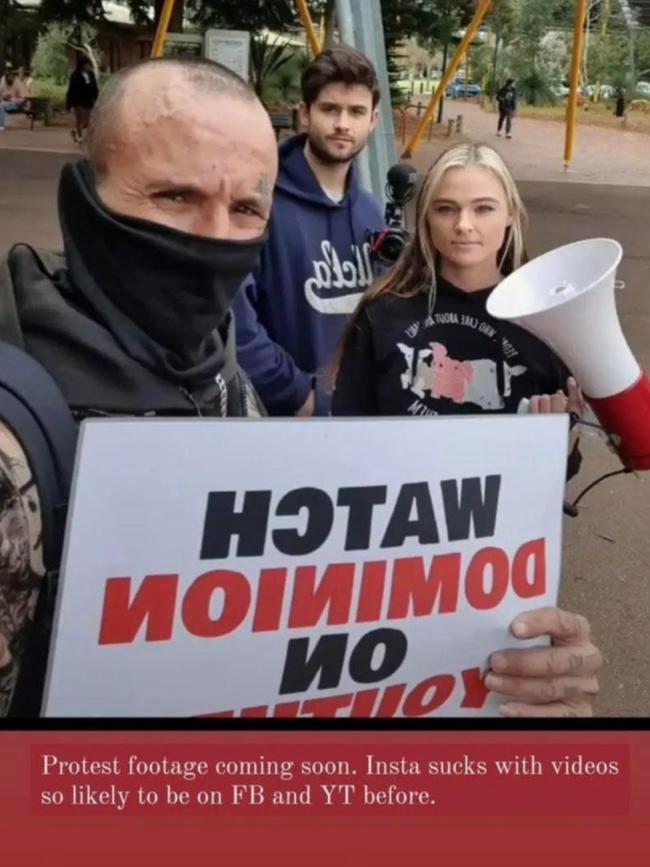 Tash Peterson shared pictures of her at the gates of Perth Zoo with fellow activists. Picture: Supplied / Instagram