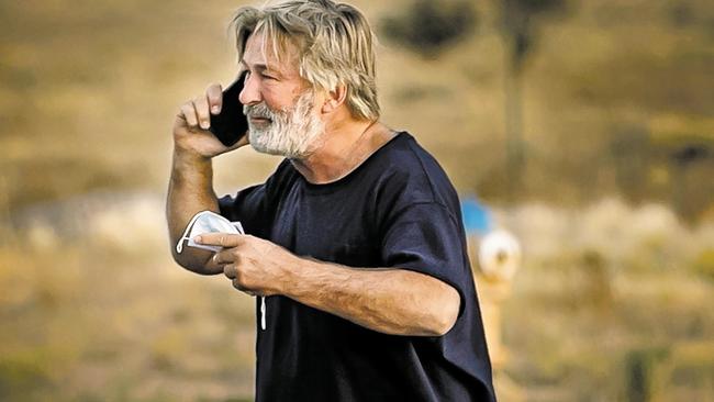 Alec Baldwin seen distraught after speaking to authorities about the Rust incident. Picture: Jim Weber/Santa Fe New Mexican