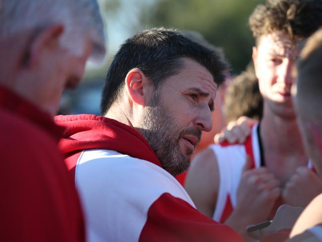 Red Hill coach  Jamie Mollo in the MPNFL Division 2: Somerville v Red Hill game. Saturday, June 15, 2019. Picture: David Crosling